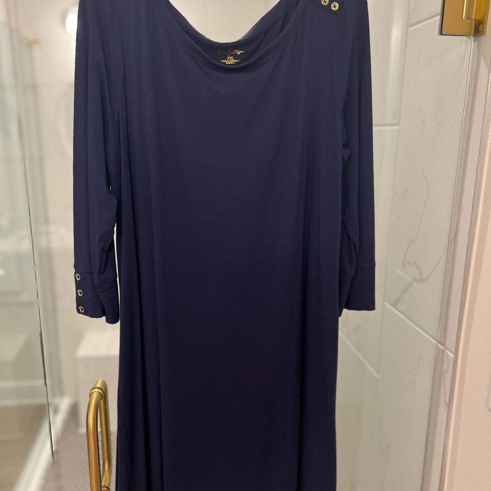 Lilly Pulitzer Navy Blue Dress with Gold Accents
